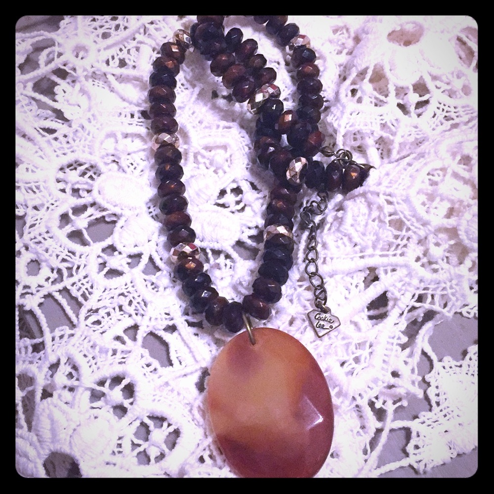 Cookie Lee Faux Stone Slice Necklace